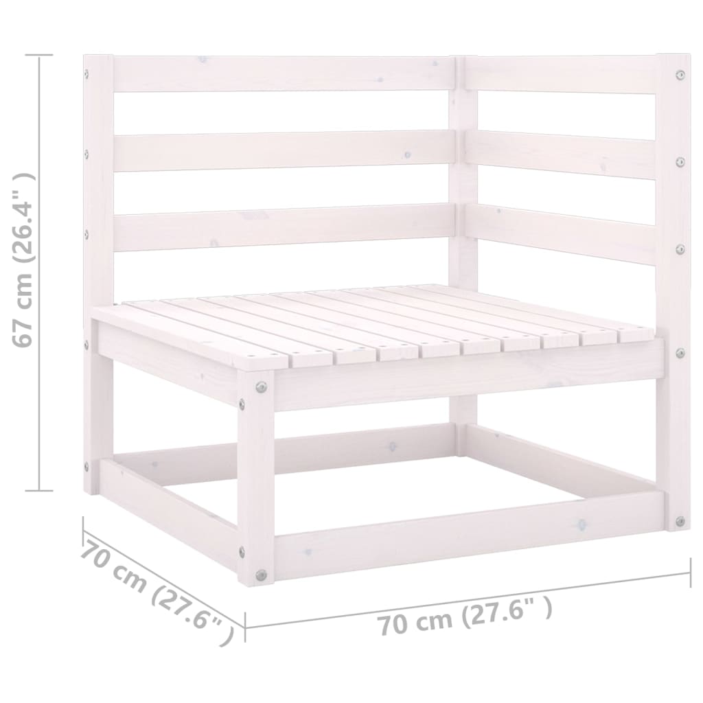 12-tlg. Garten-Lounge-Set mit Kissen Weiss Kiefer Massivholz